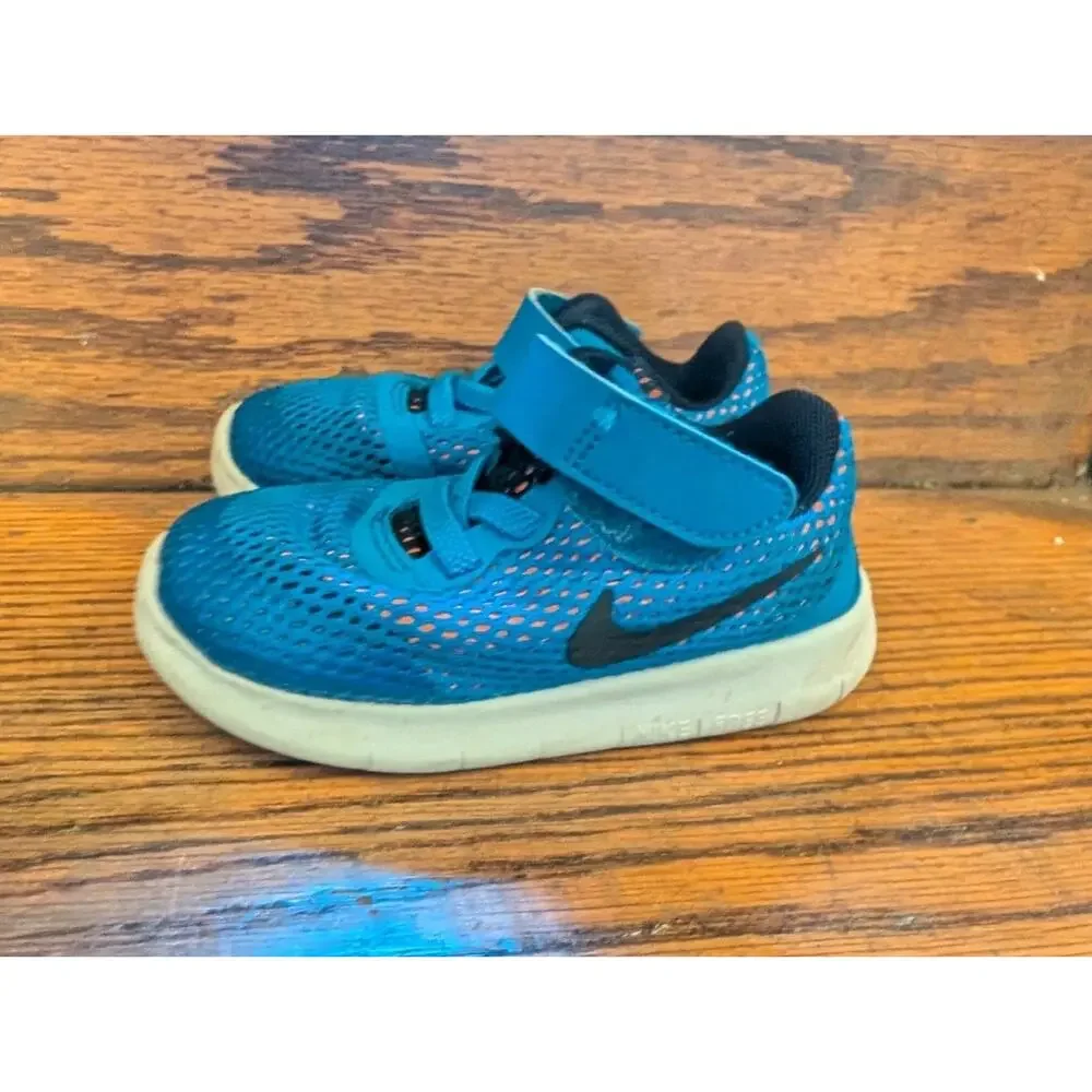 Nike Tennis Shoes Infant Boys Size 6C Blue Black Swoosh
